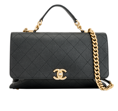 Medium Affinity Classic Flap, &pound;2,700, Handbags, Black, Caviar Leather, Front view